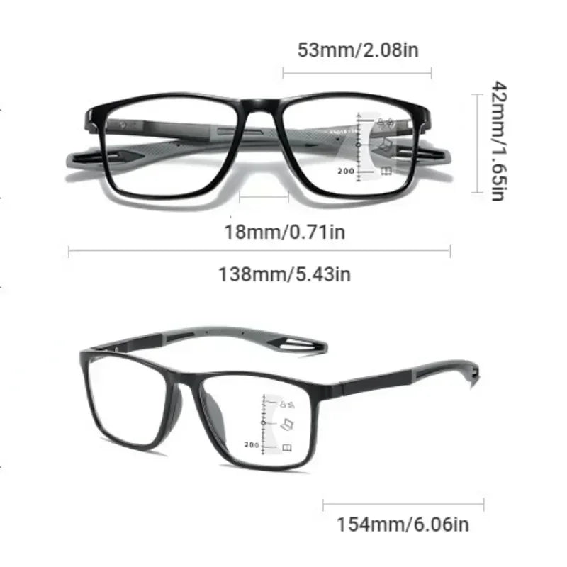 Color Changing Multifocal Reading Glasses Outdoor Anti Slip Anti Blue Light Presbyopia Eyewear Photochromic Multifocal Glasses