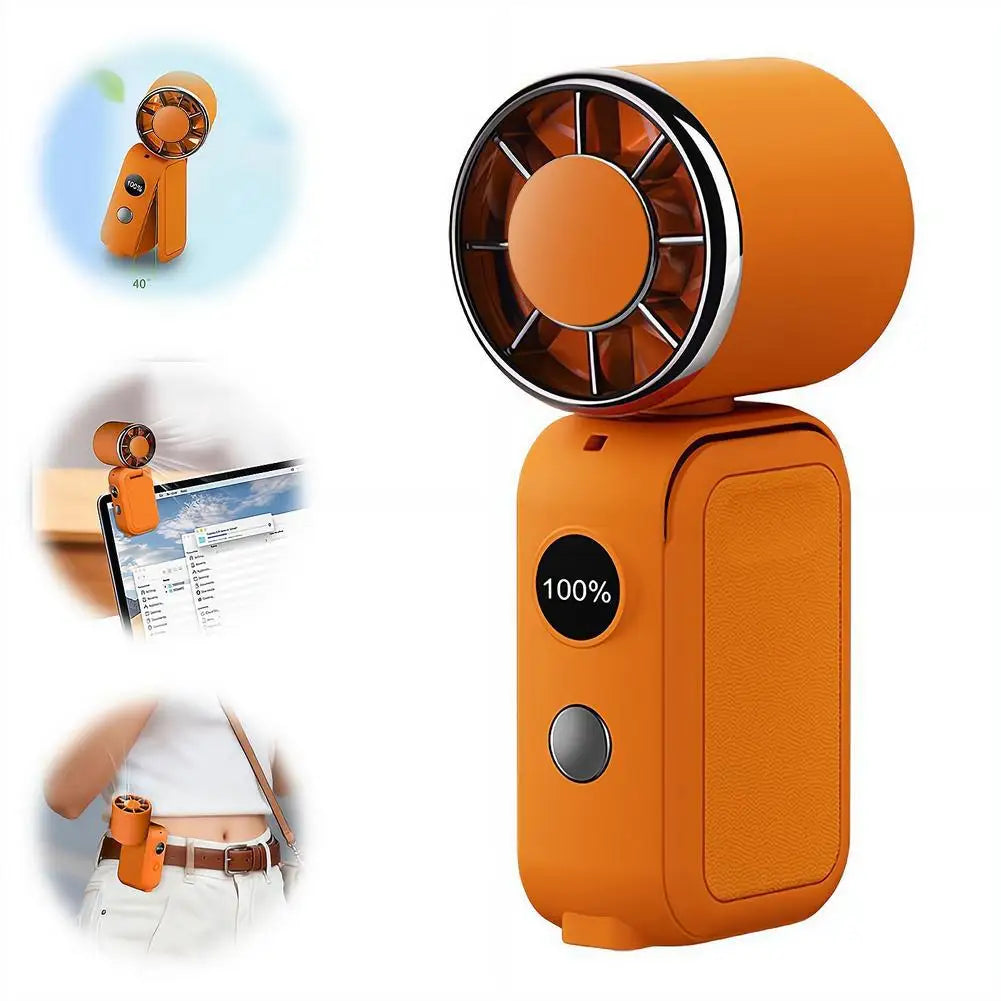 Portable Handheld Mini Fan Foldable Cooling Fans 5 Speed USB Rechargeable Fan with Phone Stand And Digital Display Screen