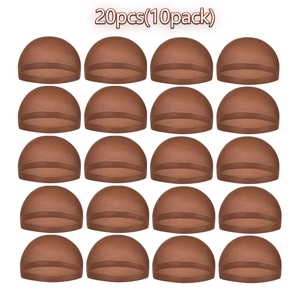 4/20pcs Red brown Wig Cap Elastic Breathable Invisible Wig Caps Perfect For Professional Use,2pcs/Pack