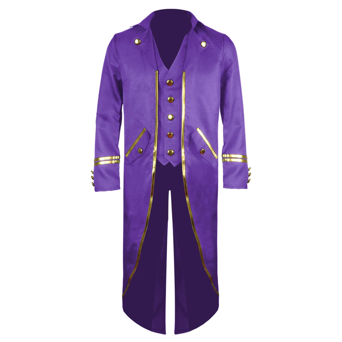 Halloween Costume Men Tuxedo Medieval Vintage Costume Male Mid-Length Punk Vintage Gilt Tuxedo Stage Performance Clothing
