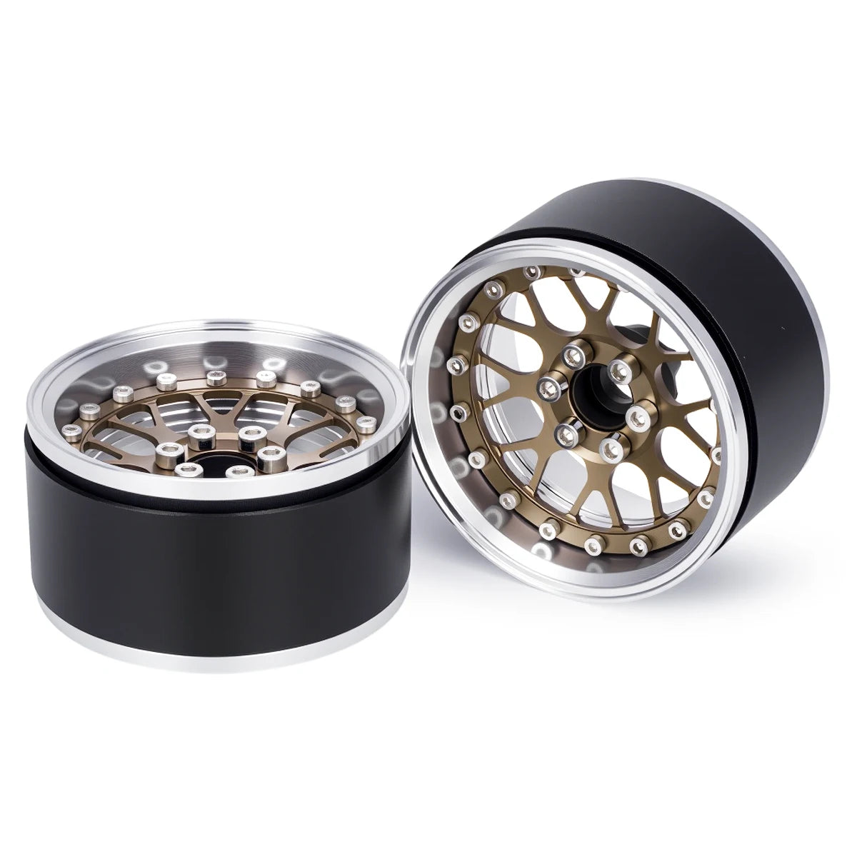 4Pcs 2.2 Inch Aluminum Alloy Beadlock Wheels Rim 12mm Hex for 1/10 RC Crawler Axial SCX10 90046 Wraith Capra TRX4 TRX6 D90