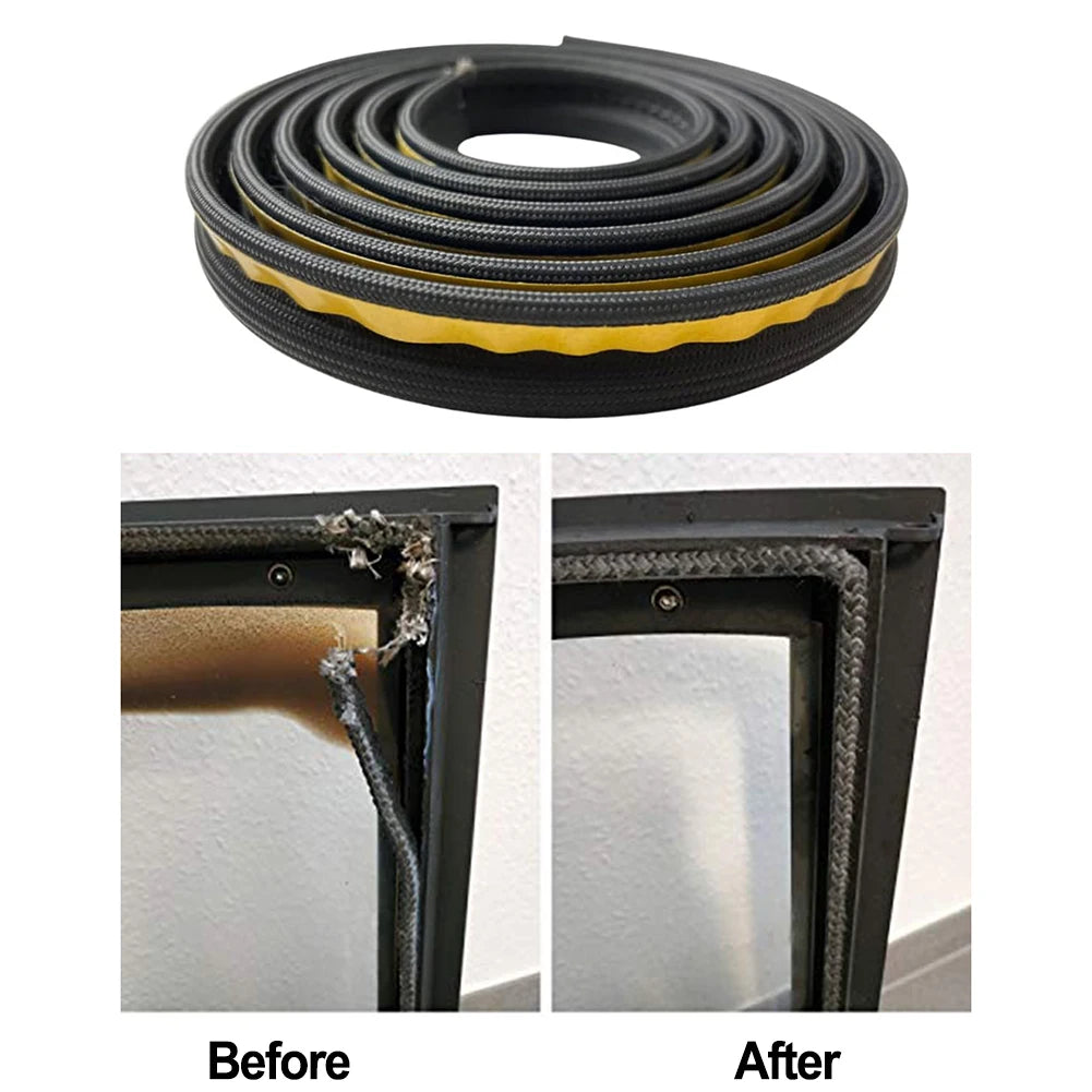 1pcs 10mm Fireplace Sealing Rope Wood Burning Stove Door Self-Adhesive Fiberglass Sealing Cord 2/3meter Insulation Gasket Tape