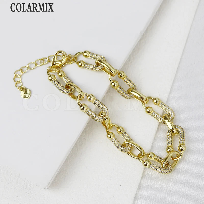 Classic Zircon U Shape Chain 18-K Gold Plated Gold Chains Fashion Jewelry Style  40435