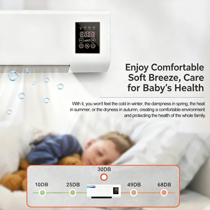 Electric Air Conditioner Fan Wall Mount Easy Temperature Timer Heating and Cooling Fan Space Heater Fan with Remote Control