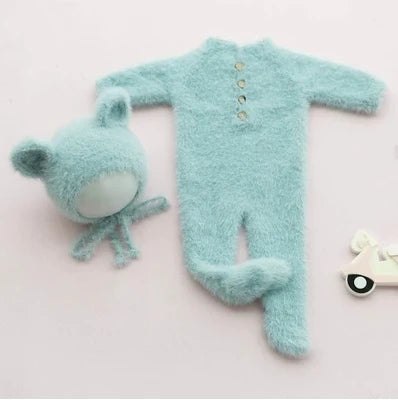 Newborn Bear Photography Set Onesie Baby Full Moon Home Photo Costume Studio Photography Props