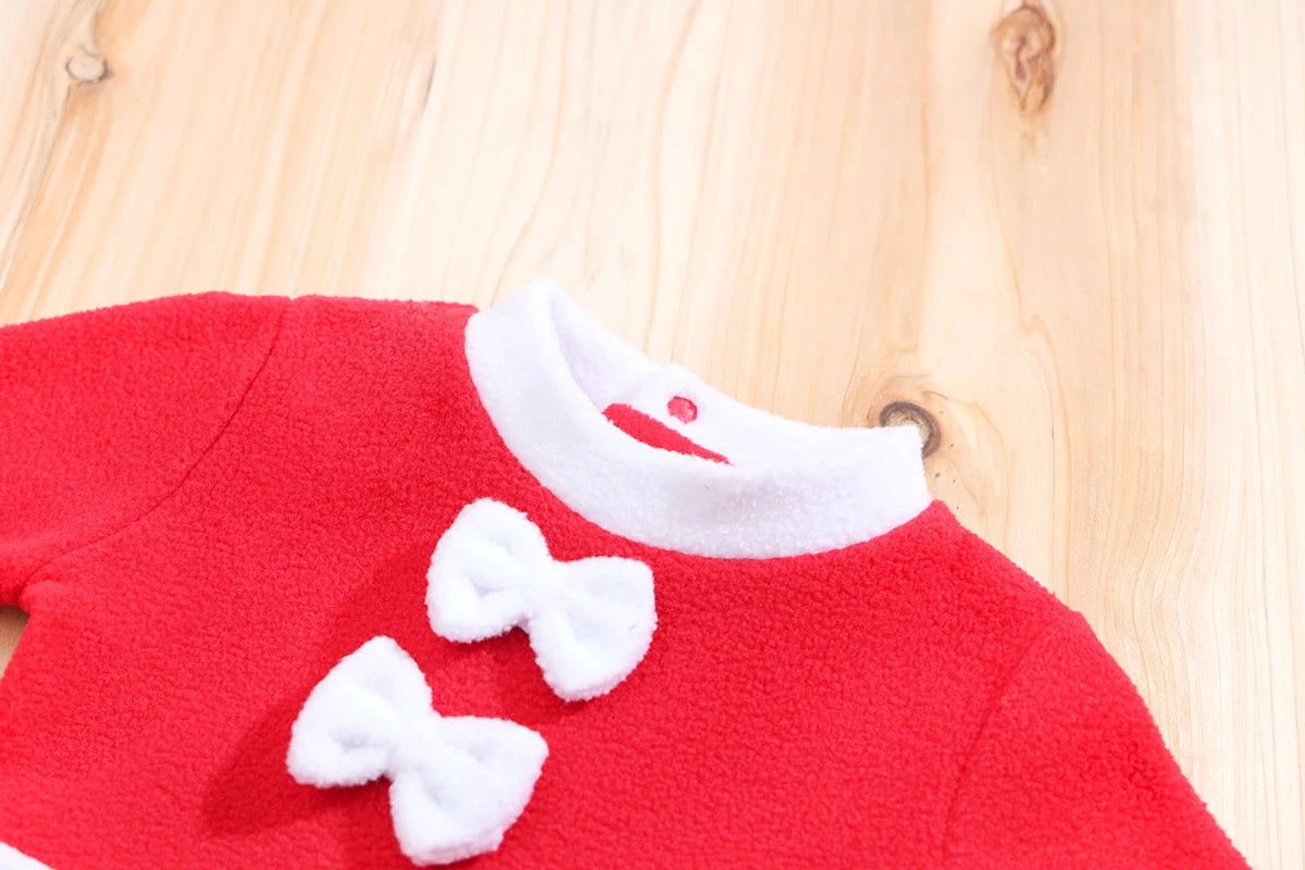 IURNXB Infant Baby Girl Dress with Hat Socks Christmas Outfits 3pc Set Cute Santa Claus Long Sleeve Princess Skirt Dresses 0-18M