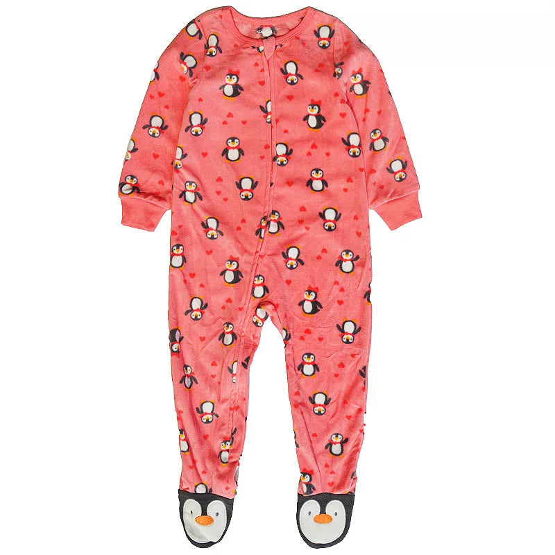 Autumn and Winter Children's Smooth Fleece Hanie Men and Girls Pajamas Baby Ridiculous Clothes to Increase the Code Package Feet