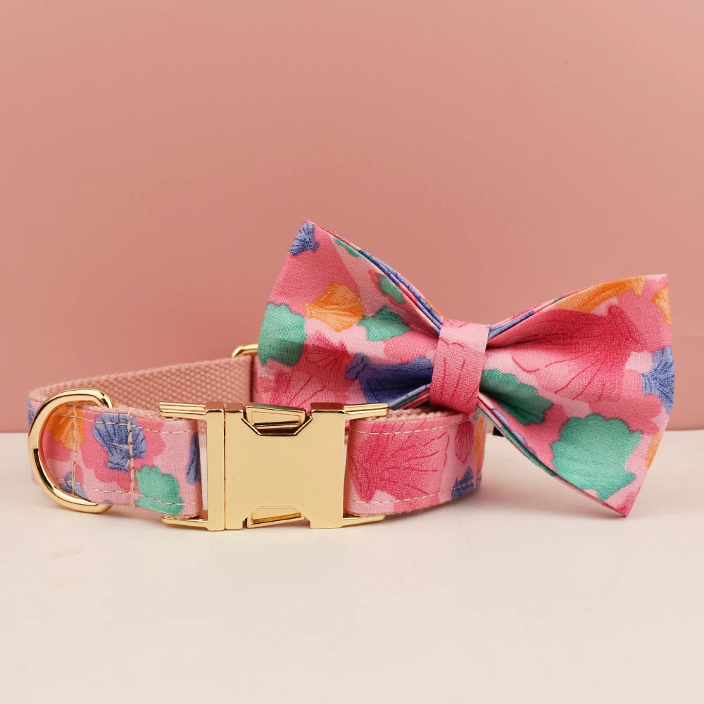 pets accessories dog collar leash harness set dog collar bow tie Printed pet products personalized luxury tactical dog collars