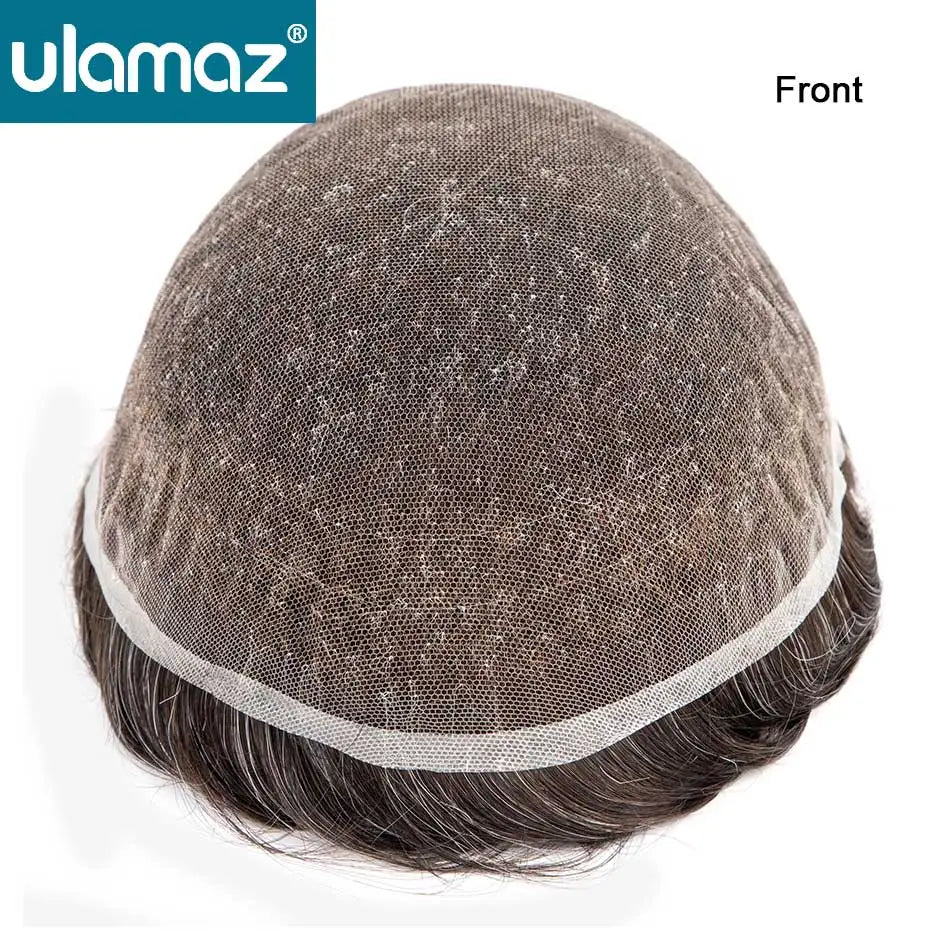 100% Density Full Lace Male Hair Prosthesis Swiss Thin Lace Men's Wig Natural Hairline Human Hair Man Hair System Wigs For Men