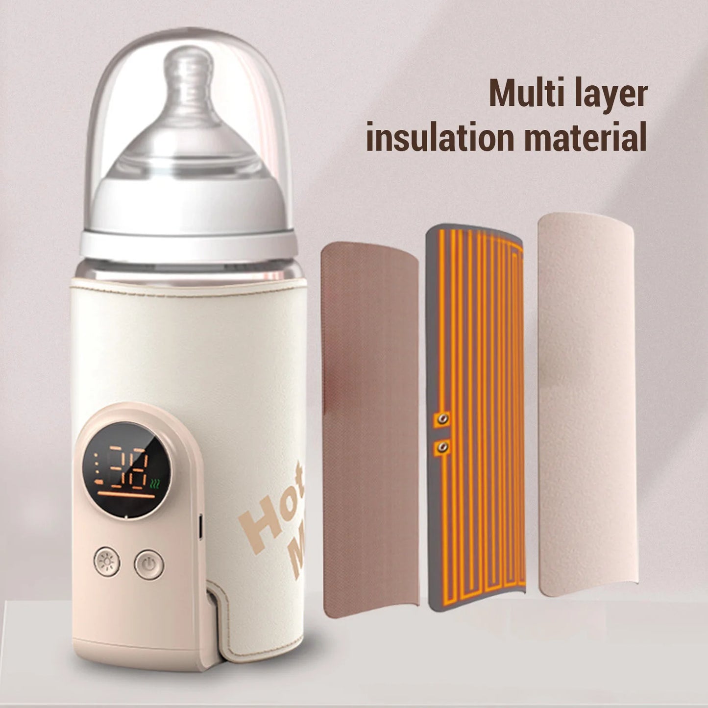 Cordless Baby Bottle Warmer Wrap Portable LED Display Fast Baby Milk Warmer Cover for Breastmilk Milk Warmer for Breastmilk