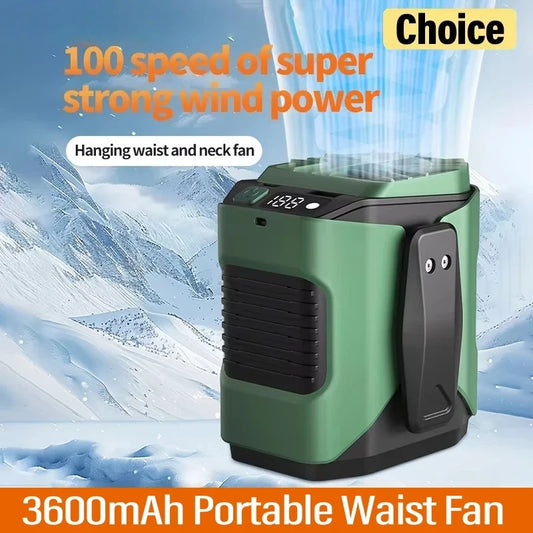 Rechargeable Waist Fan Portable Hands Free Mini Fan With Power Bank Flashlight 5 Speeds  Activities Hands-Free Hanging Neck Fans