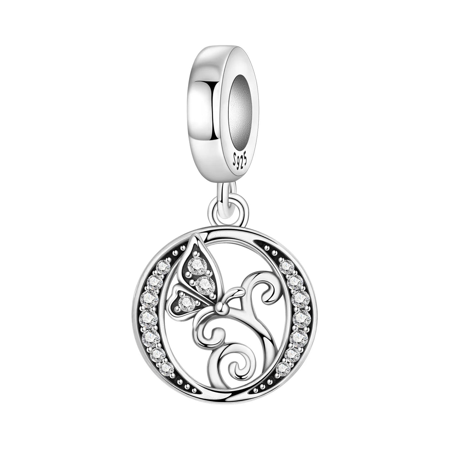 2026 New 925 Sterling Silver Zircon Scroll Grass Pattern 26 Letter Bead Charms for Women Fit DIY Bracelet Necklace Jewelry Gift
