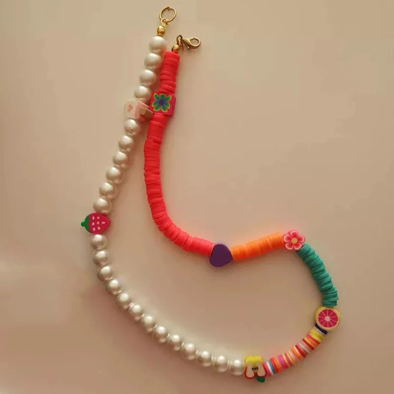 Fashion Rainbow Beads Choker Bohemian Handmade Imitation Pearls Necklace Women Charming Accessories 2022 New Trendy Jewelry