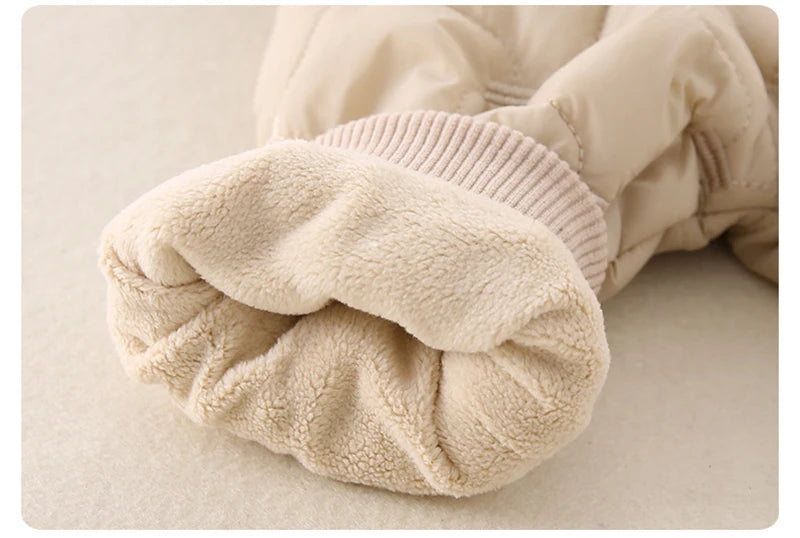 Autumn Winter Baby Clothes 0-2Y Newborn Thick Jumpsuit Boys Fur Lining Warm Romper Toddler Girls Cute Hooded Outdoor Clothing