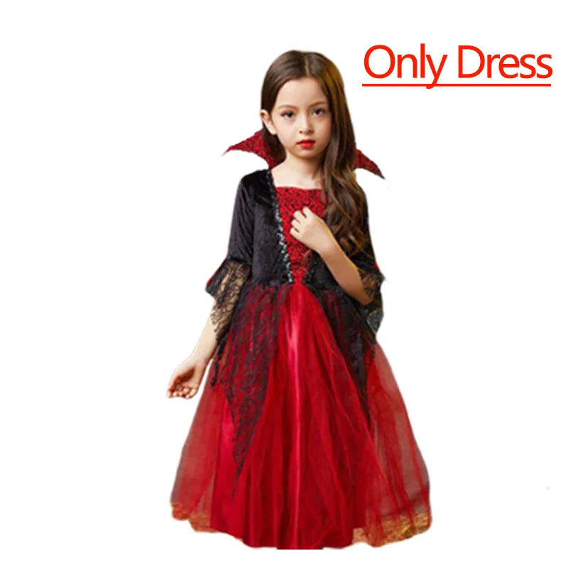 Halloween Costume for Girls Dress Scarlet Witch Vampire Devil Ghost Bat Carnival Party Dress Up  Kids Cosplay Clothes