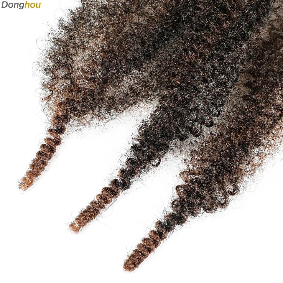 Donghou Ombre Blonde Ginger Afro Twist Hair 350 1B 30 27 613 Bug Colors Springy Twist Braiding Hair for Soft Locs Marley Braids