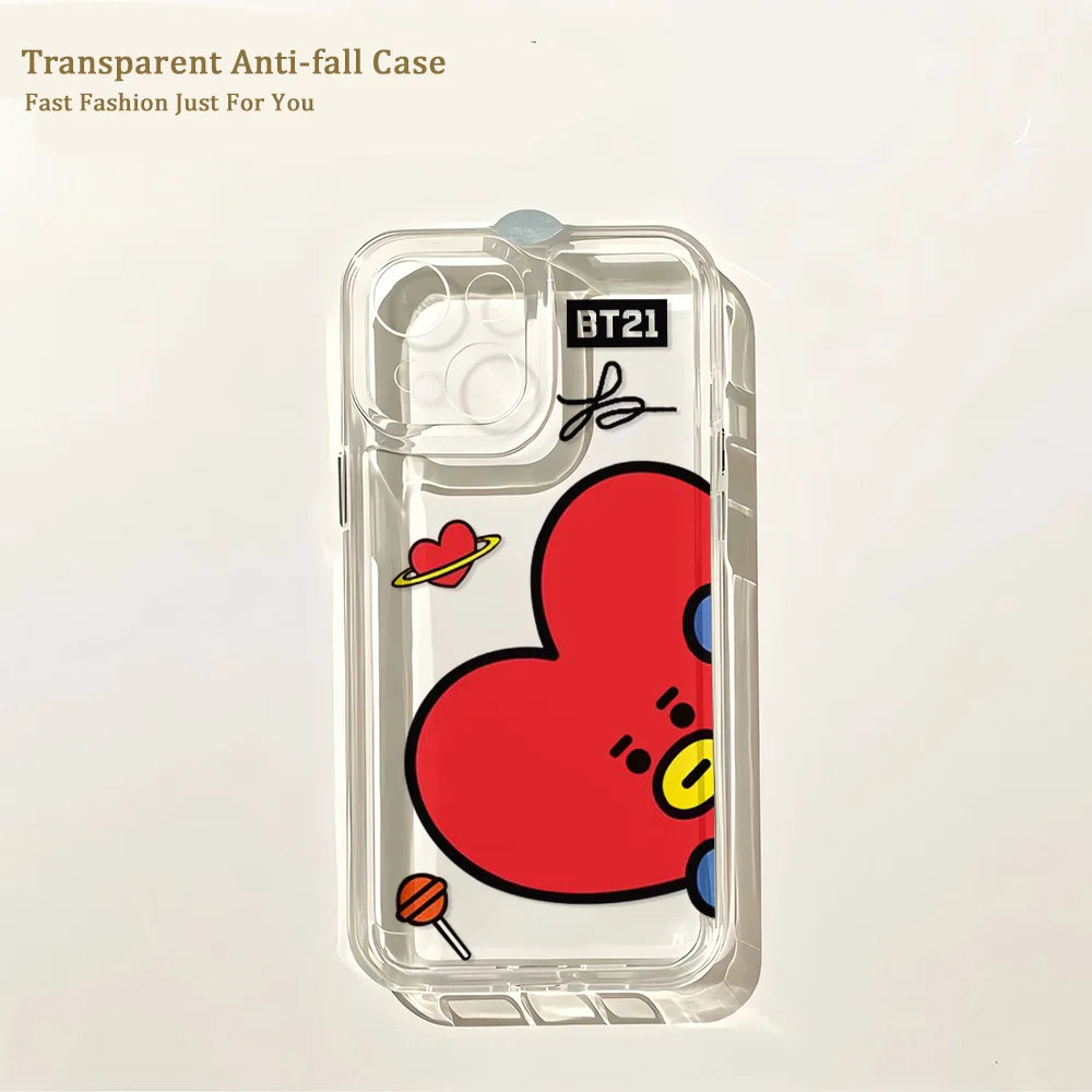 Cute Cartoon -Y-BT-21-Phone Case For iPhone 17 16e 16 15 14 13 12 11 Mini Air Pro Max X XR 7 8 Plus Transparent Soft Back Cover