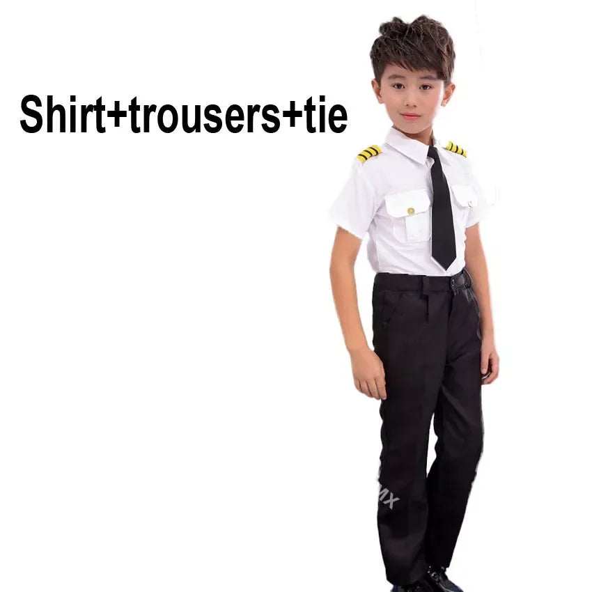 Halloween Pilot Cosplay Costumes For Kids Boys Birthday Gift Girls Flight Attendant Fancy Dress Military Performance Uniform