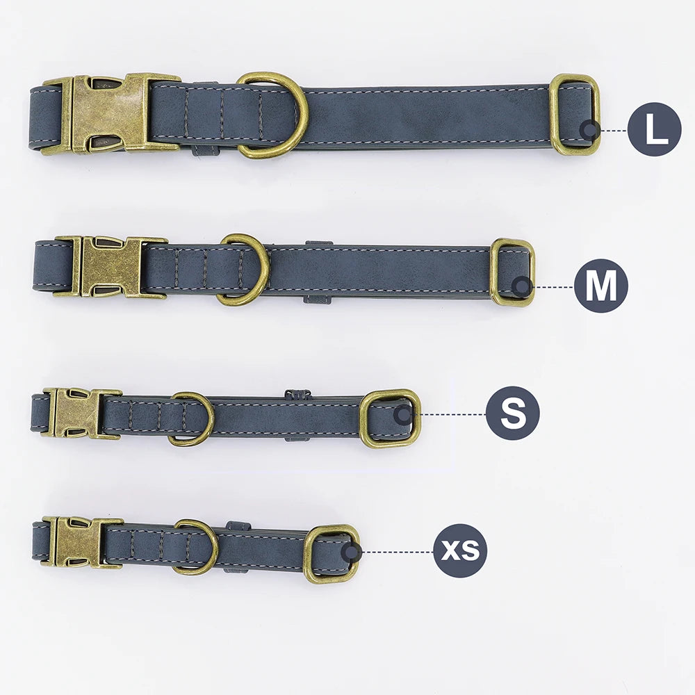 Personalized Dog Collar Customized PU Leather Dogs Collars Pet Name ID Buckle Necklace for Small Medium Large Dogs Pitbull Pug