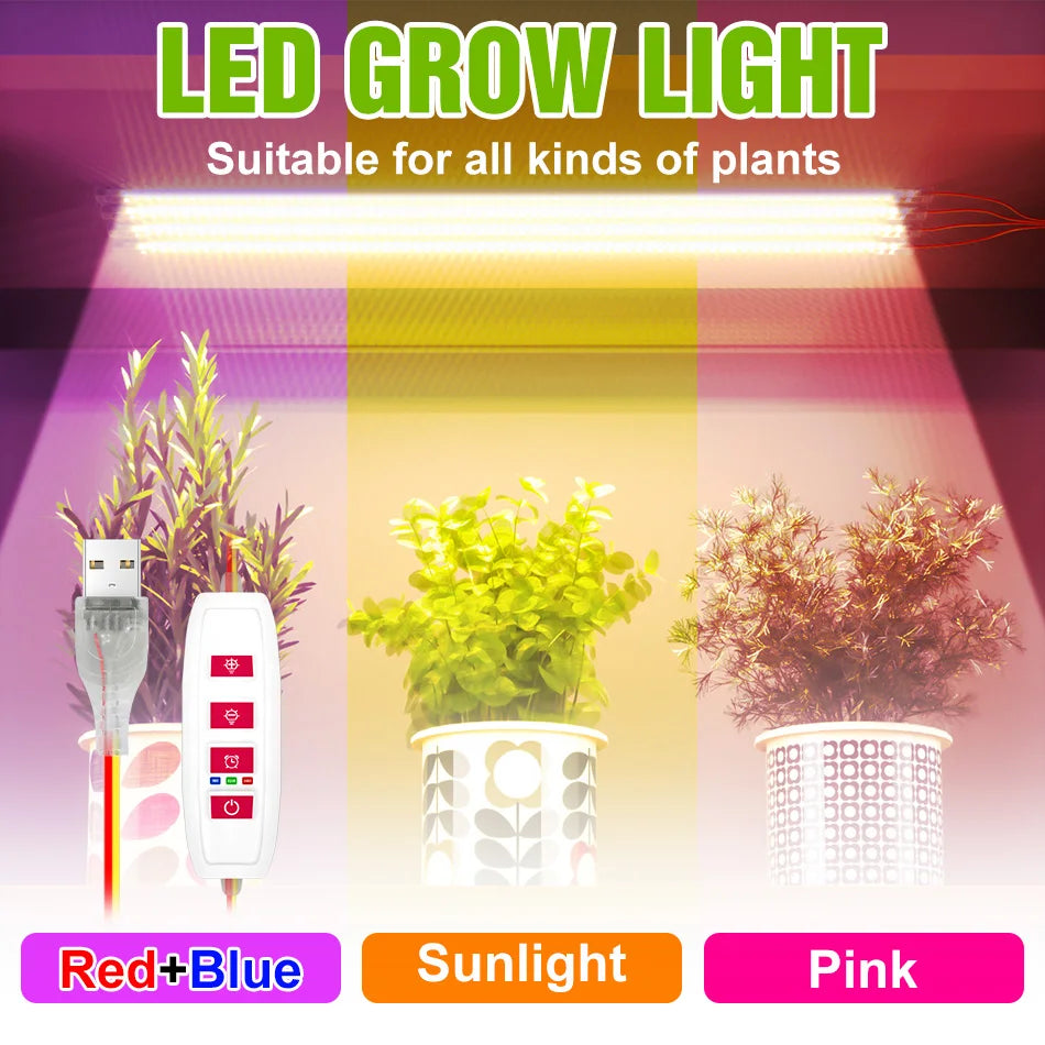LED Plant Grow Light Bar 5V Full Spectrum Potted Fill Lamp USB Indoor Dimmable Succulent Seeding Flower Cactus Cultivate Lamps
