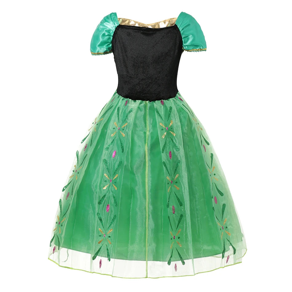 Halloween Birthday Carnival Princess Costume Dress Elsa Anna Snow White Aurora Moana Rapunzel Mermaid Belle for Girls 2-8Y
