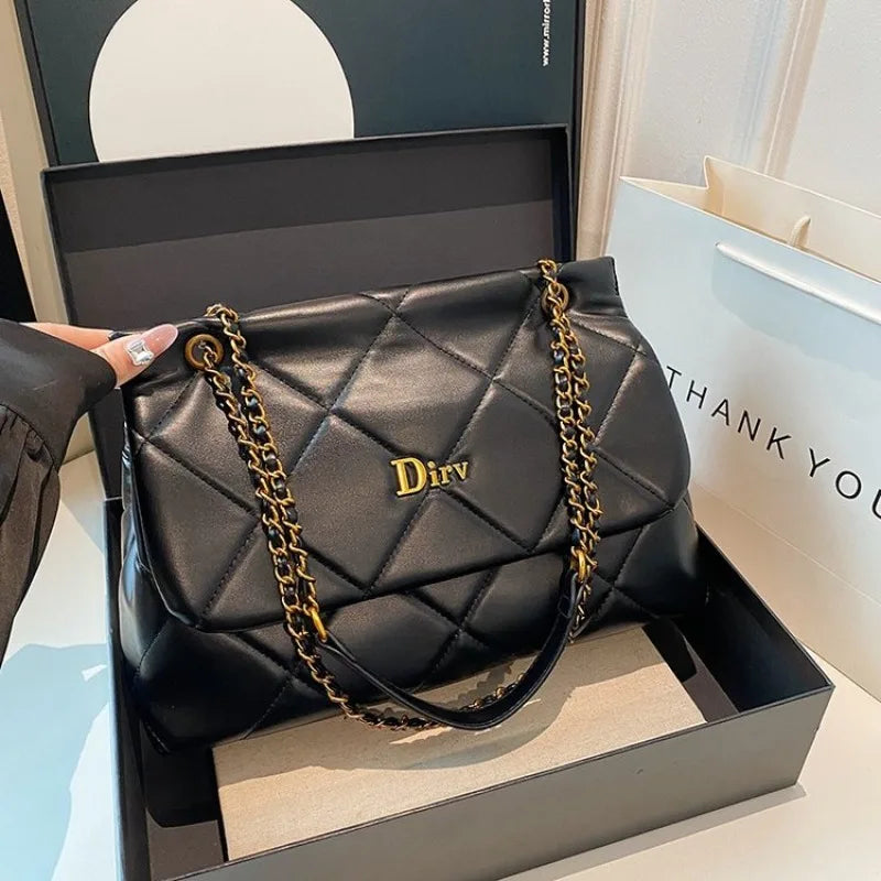 Square Vintage Leather Crossbody Bag Women Handbag Designer Shoulder Tote Purse Classic Diaper Bag