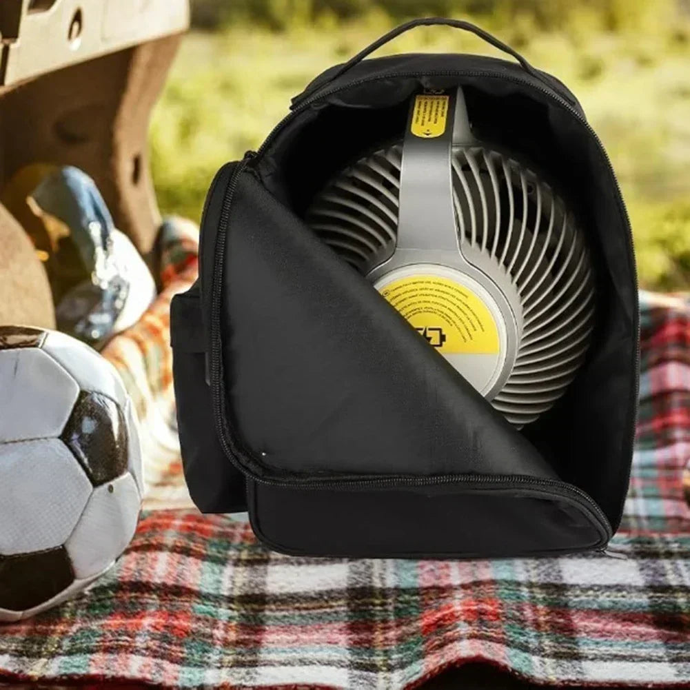 Folding Fan, Retractable Fan Storage Bag, Waterproof Camping Fan Tote, Shockproof Round Cosmetic Bag With Zipper Handle Tools