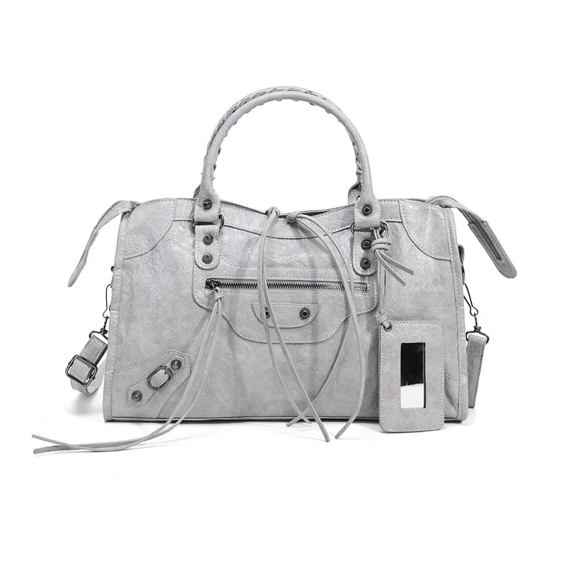 Luxury Designer City Motorcycle Shoulder Tote Bag for Women Large Capacity Autumn Winter Handbag Crossbody Stylish Women's Bag