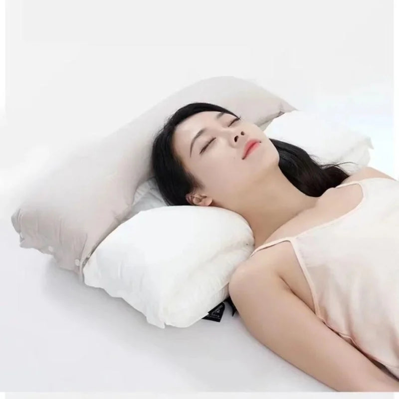 Cotton Two-Way Relaxing Neck Support Pillow, No Pressure On Face And Ears, Help Sleep Pillows