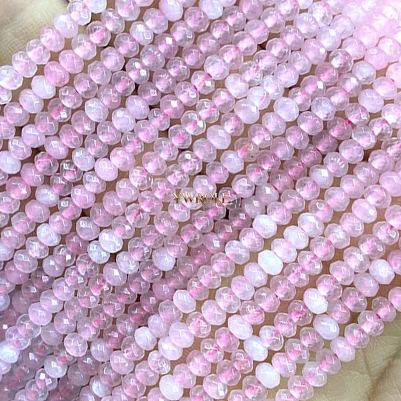 3x4mm Rondelle Faceted Natural Stone Chalcedony Tourmaline Color Loose Spacer Beads for Jewelry Making Diy Bracelet Accessories
