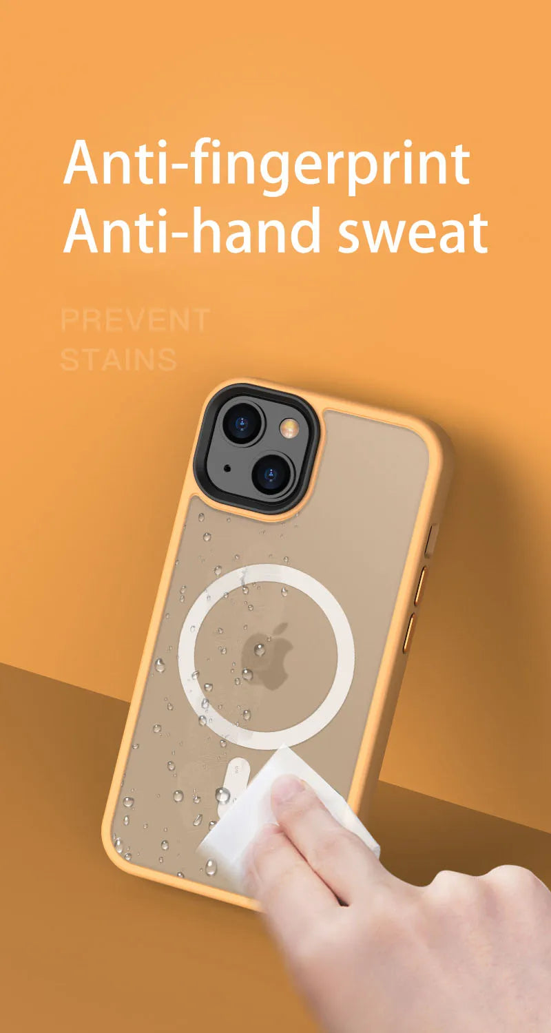 Matte Transparent Case For iPhone 13 12 15 16 17 14 Pro Max Air Cover For MagSafe Wireless Charger Protection Shell Shockproof
