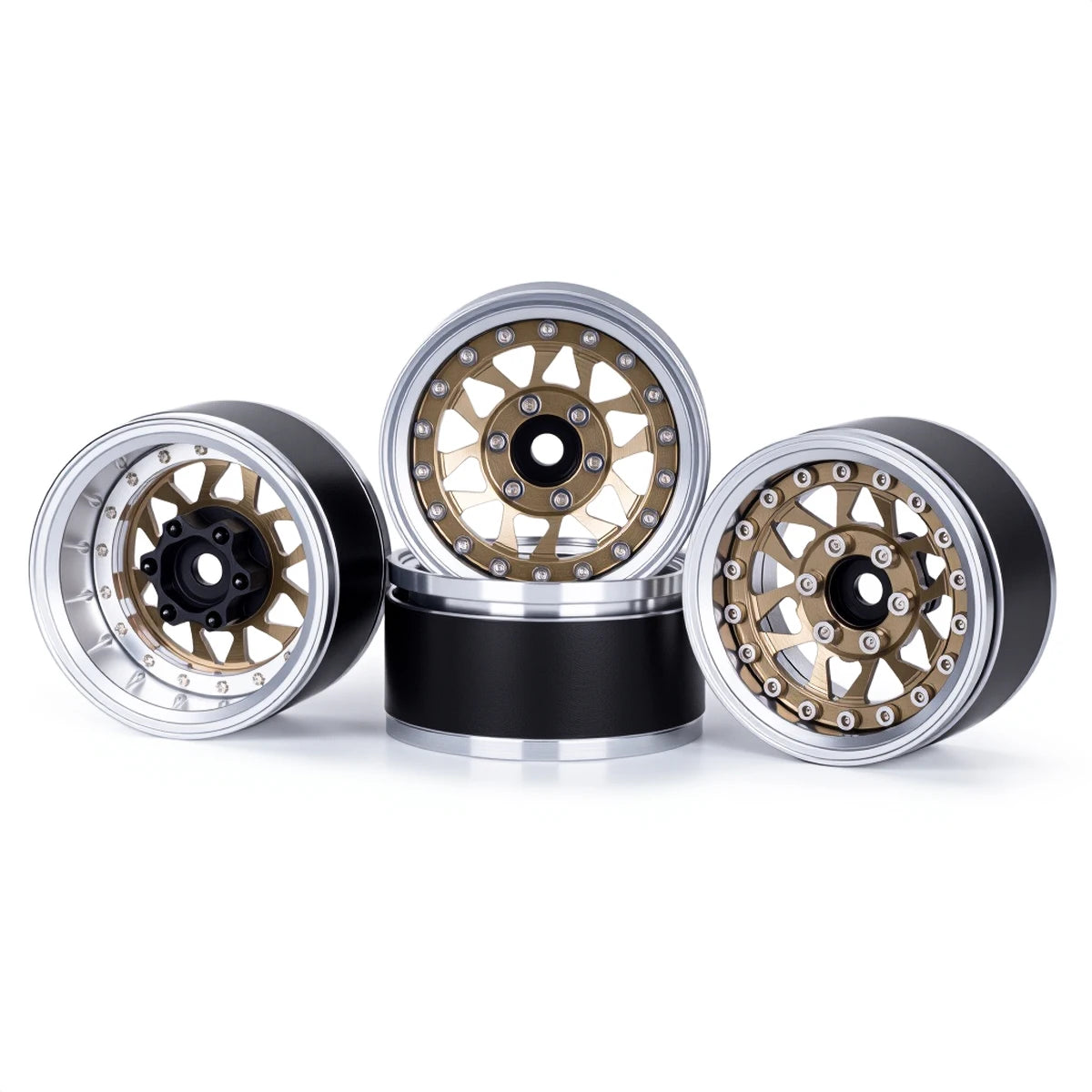 4Pcs 1.9 Aluminum Beadlock Wheel Rims Adjustable Offset 12mm Hex for 1/10 RC Crawler Car TRX4 TRX6 SCX10 90046 GEN7 8 D90 Parts