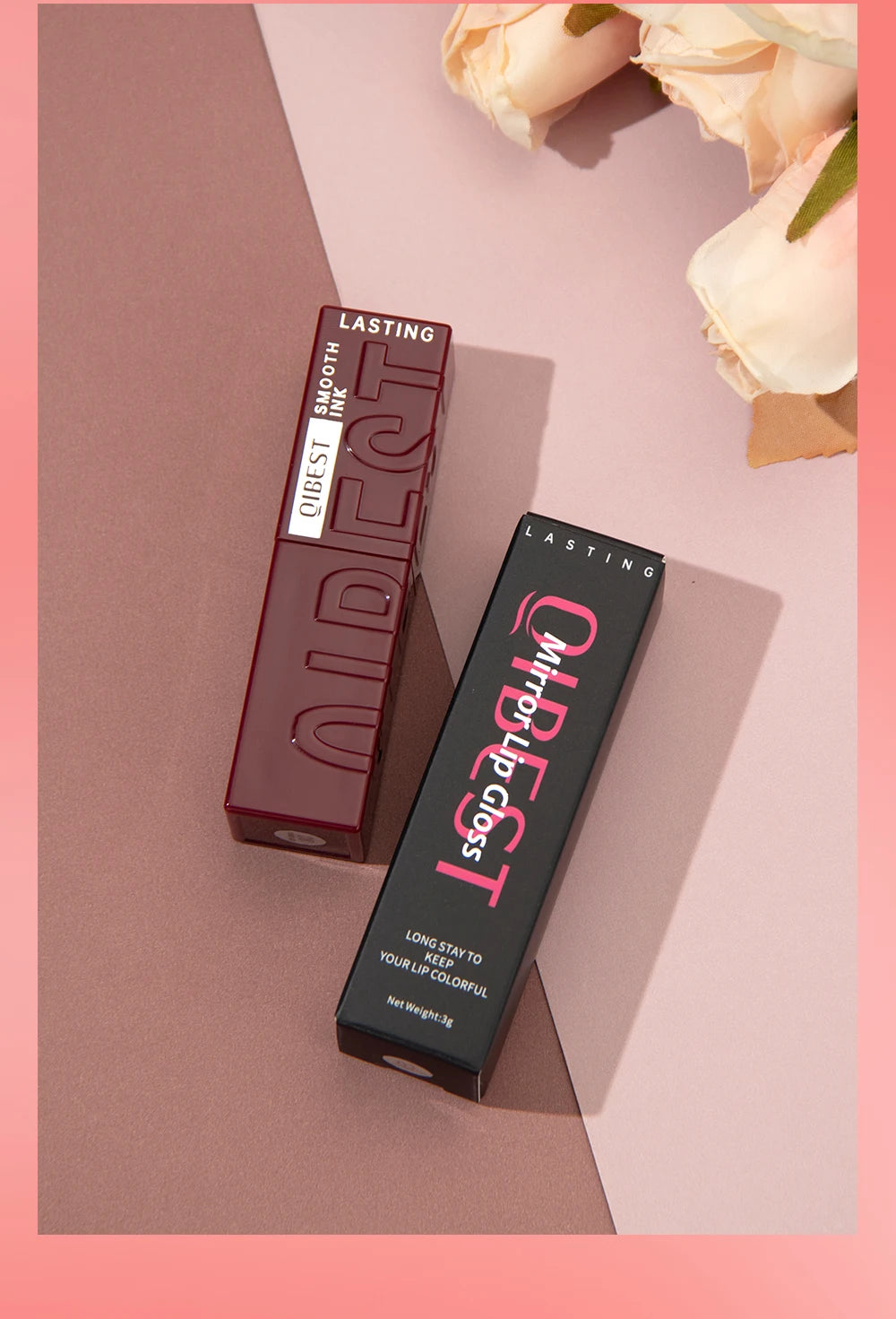 QIBEST Watery Gloss Lip Glaze Moisturizing Long Lasting Sexy Red Liquid Lipstick Mirror Glossy Lip Gloss Tint Cosmetic For Women