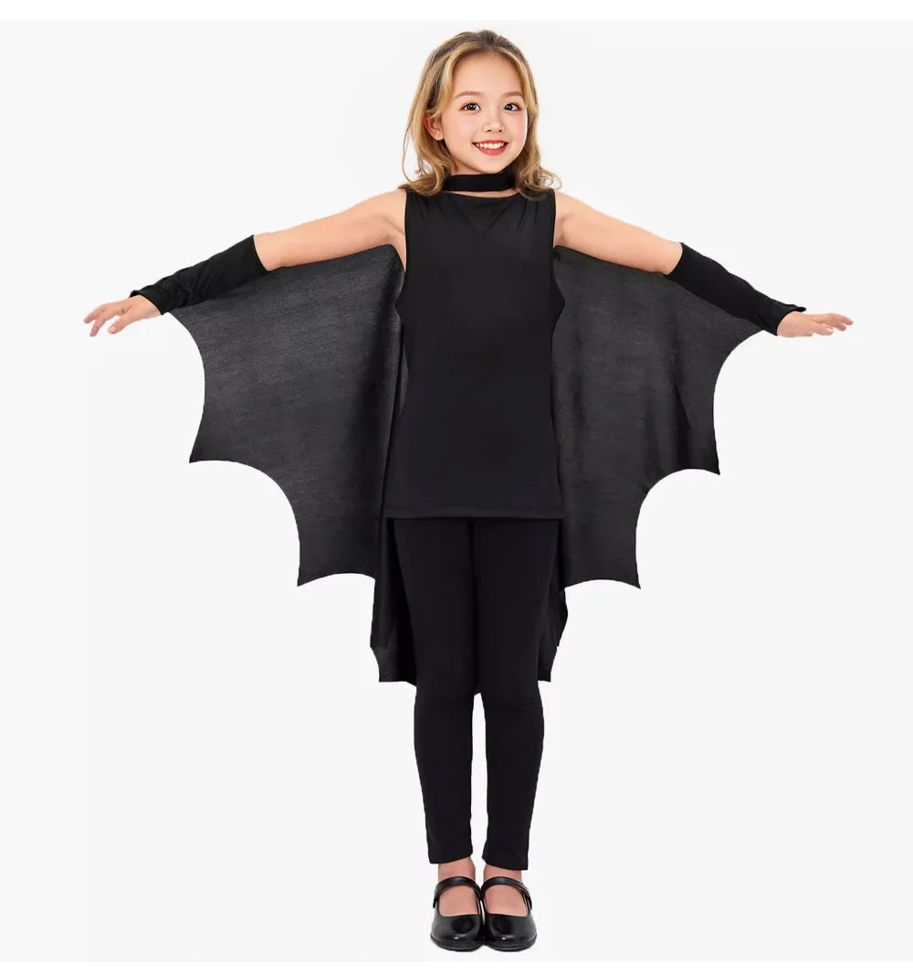 2025 New Cosplay Costumes Fashion Festival Play Halloween Bat Cape Kids Adult One-Piece Black Mask Halloween Play Costume