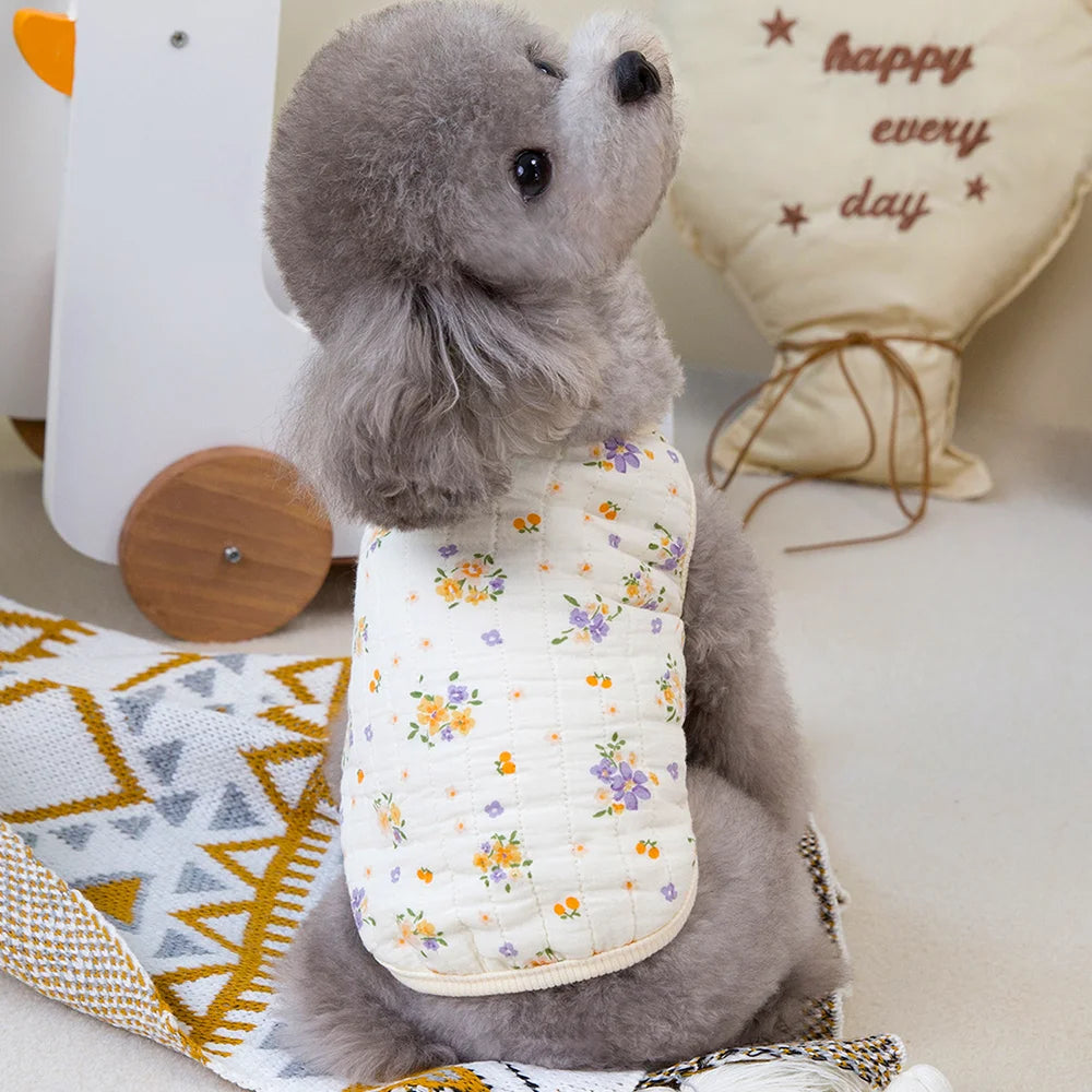 Cotton Pet Open Cardigan For Small Medium Dogs Cats Winter Warm Dog Clothes Teddy Bichon Cute Dogs Vest Pet Apparel