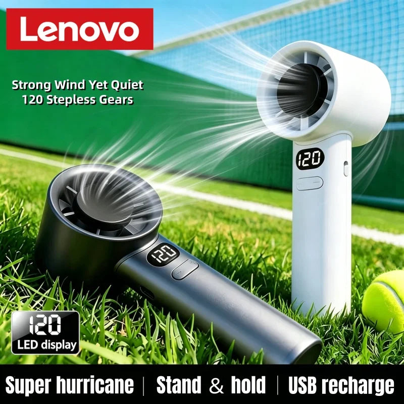 Lenovo Mini Handheld Fan 120 Speed Portable Bladeless Desktop Fans Rechargeable Instant Cooling With Ice Mode For Men Women New