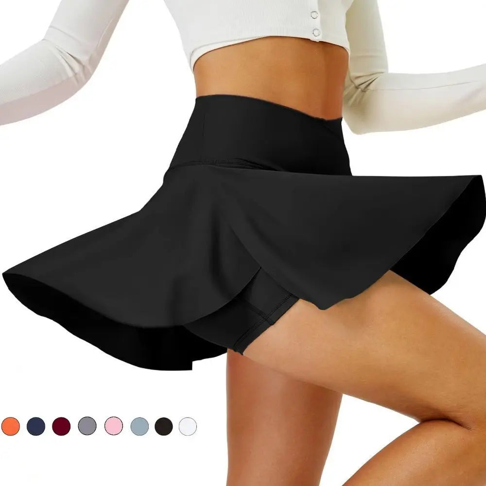 New Pleated Tennis Skirts Tummy Control with Shorts Pockets Golf Skorts Built-in Shorts Crossover Style Athletic Skirts Training