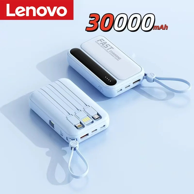 Lenovo 500000mAh Power Bank Built in 4 Lines Large Capacity Super Fast Charging Portable External Battery For iPhone Samsung
