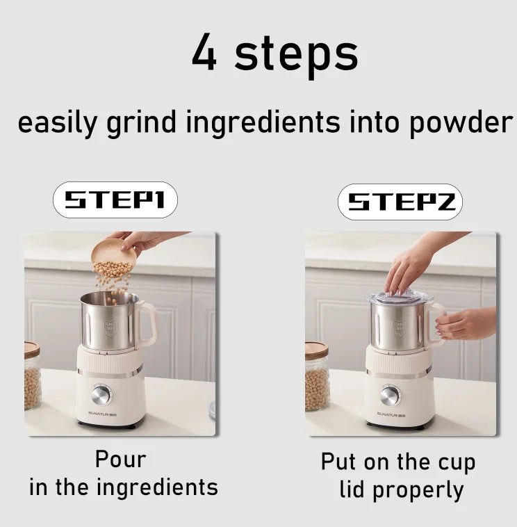 SUNATUR 500W Home Use Food Processor Multifunctional Kitchen Grinder for Coffee Spices Baby Food with Large Capacity