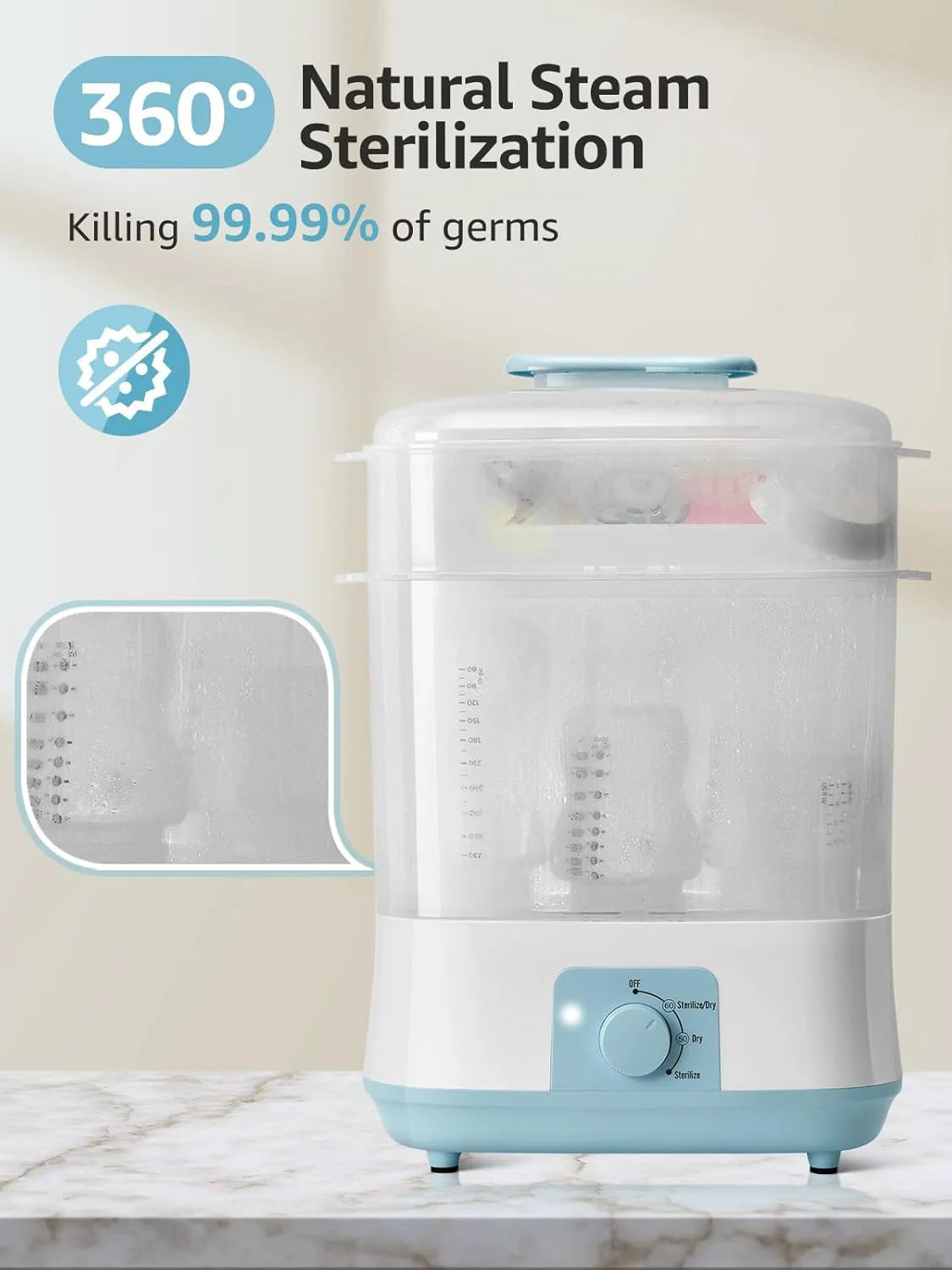 Baby Electric Steam Sanitizer Newborn Feeding Bottle Sterilizers Dryer Heater Large Box Steamer HighTemperature Sterilization