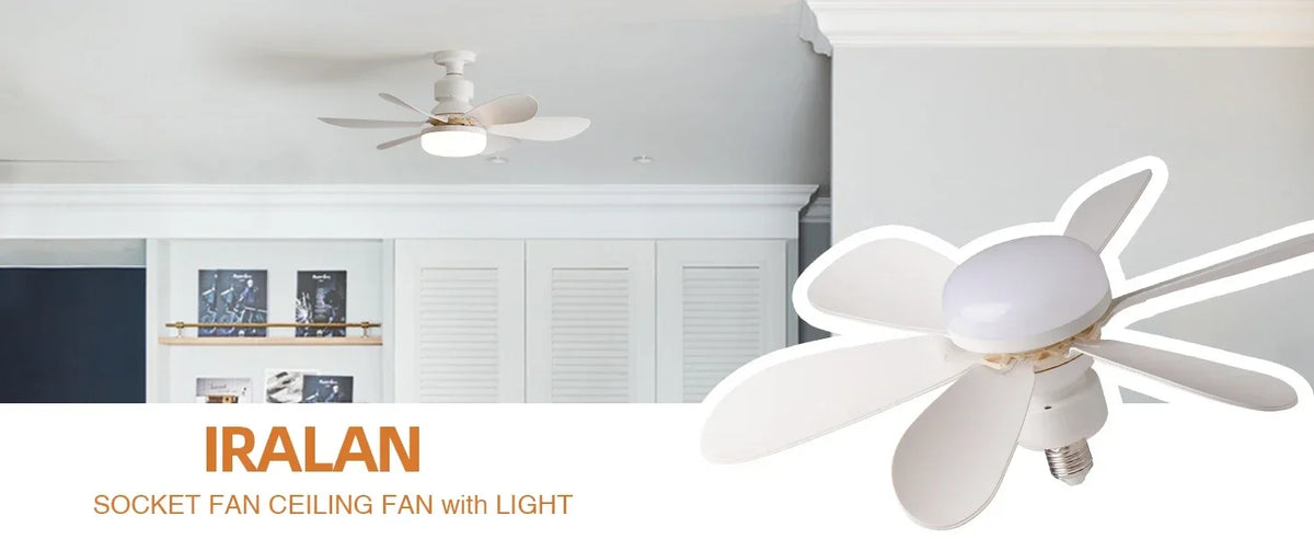 LED Socket Fan Light with Remote Small Ceiling Fan with Light, Cordless Light Socket Fan for Kitchen Bedroom Small Room
