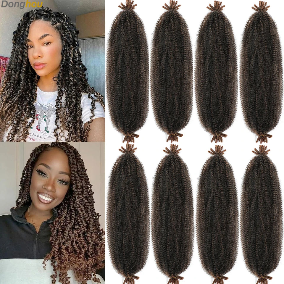 Donghou Ombre Blonde Ginger Afro Twist Hair 350 1B 30 27 613 Bug Colors Springy Twist Braiding Hair for Soft Locs Marley Braids