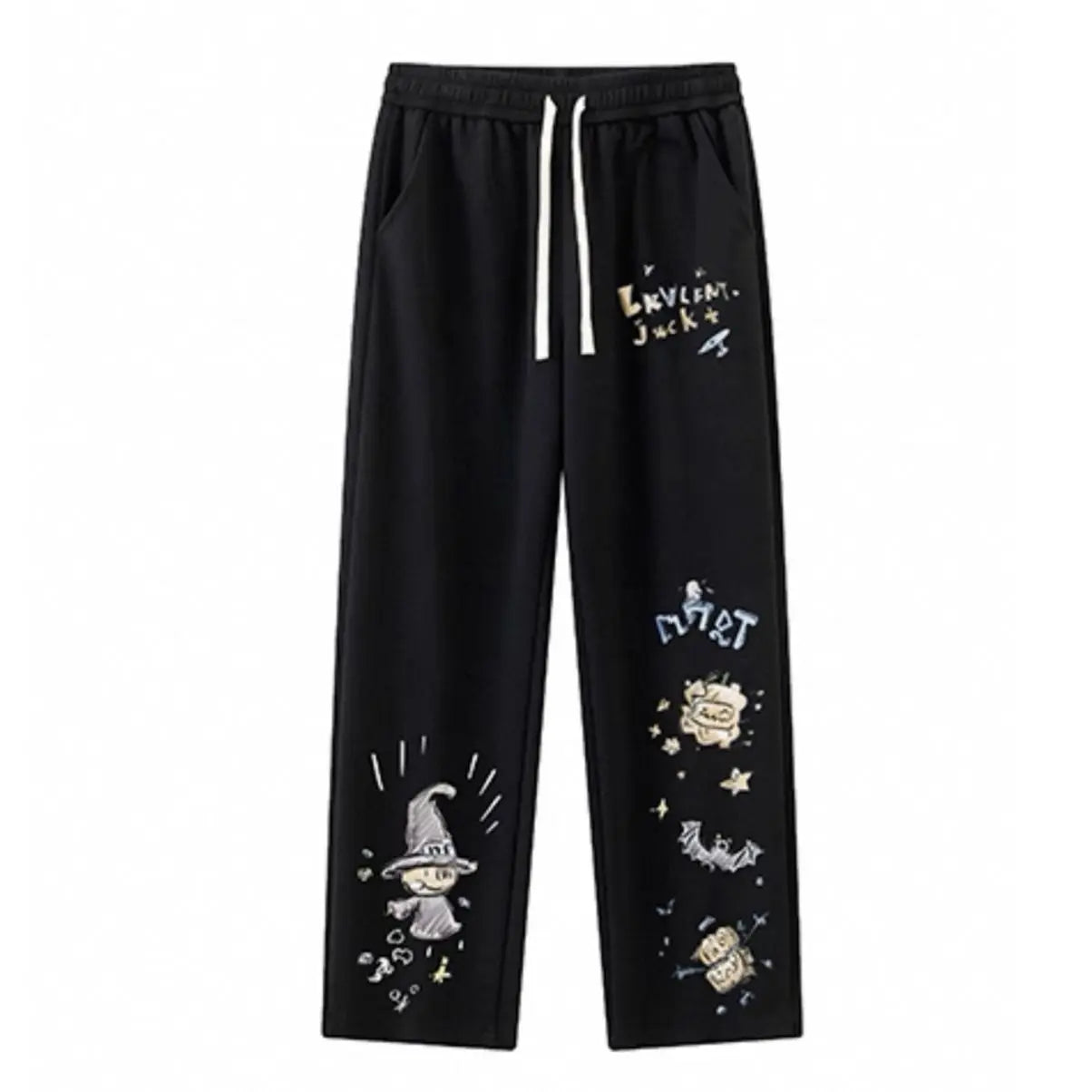 American Retro Graffiti Print Casual Pants for Men, Spring and Autumn Trendy Brand Loose Plus-size Straight Wide-leg Long Pants