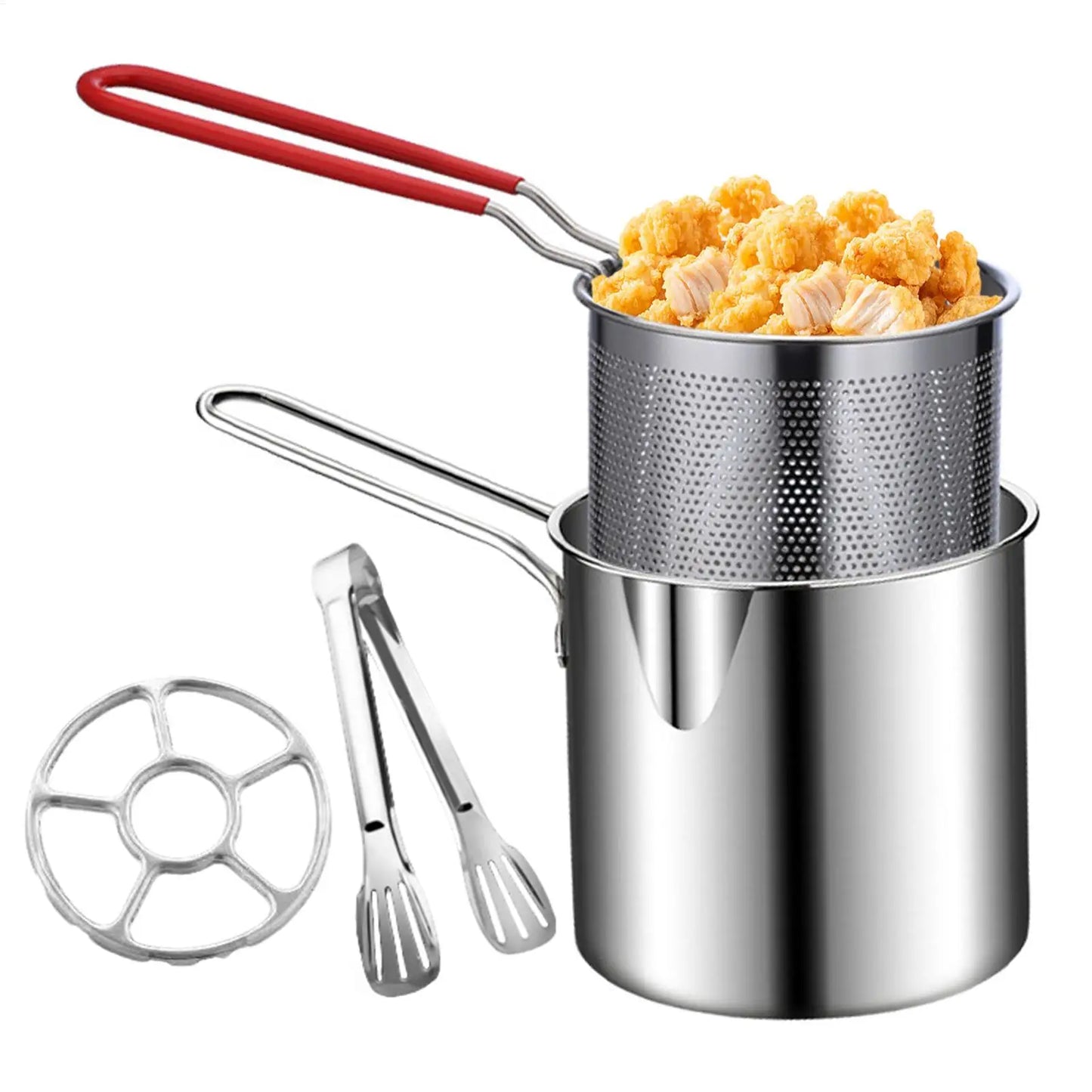 Stainless Steel Deep Fry Pot Space-Saving Fryer Multi-Use Cooking Pan For Chicken Wings French Fries, Home Kitchen Restaurant RV