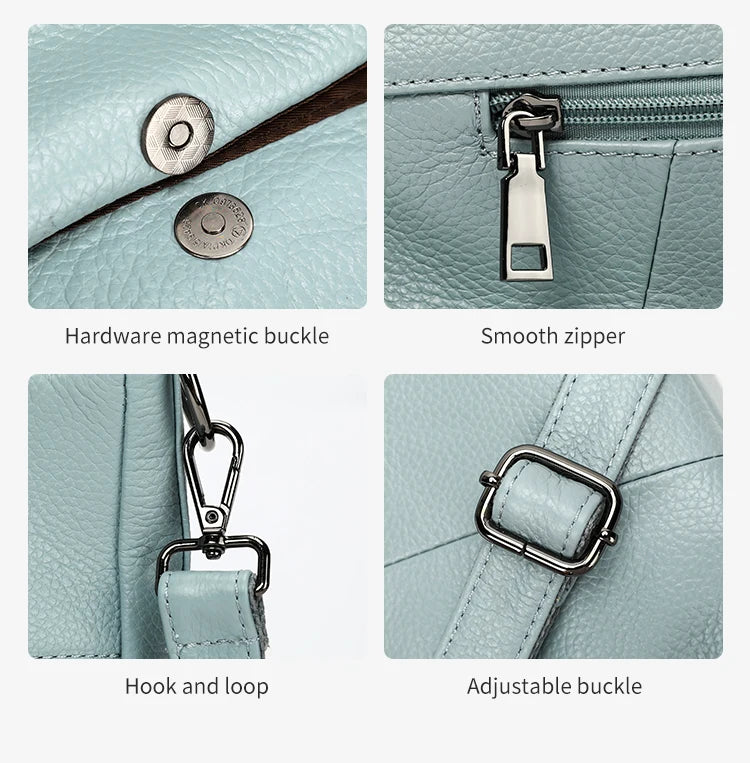 Women Full Grain Cow Leather Hobo Bag With Two Straps Multi Color Large Capacity Shoulder Crossbody Handbag