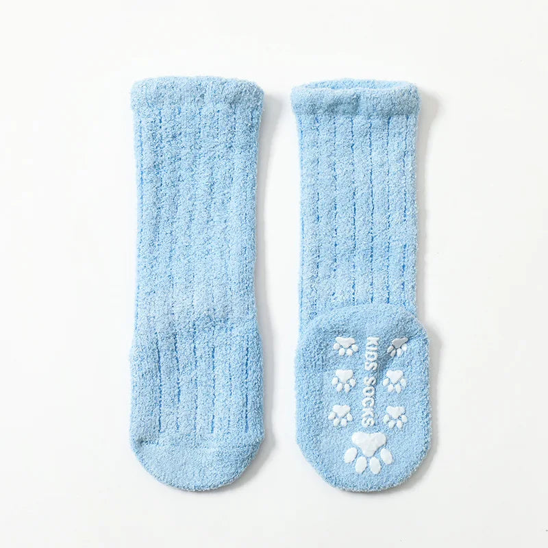 Winter Children Socks Non-slip Baby High Tube Socks Warm Plush Thicken Toddler Boys Girls Middle Tube Sock for 0-4 Year