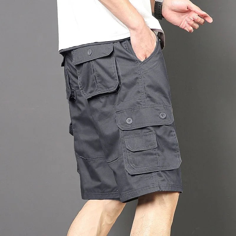 Summer Fashionable Sports Pure Cotton Straight Leg Multi-pocket Cargo Shorts Men's Casual Loose Plus Size High Quality Shorts