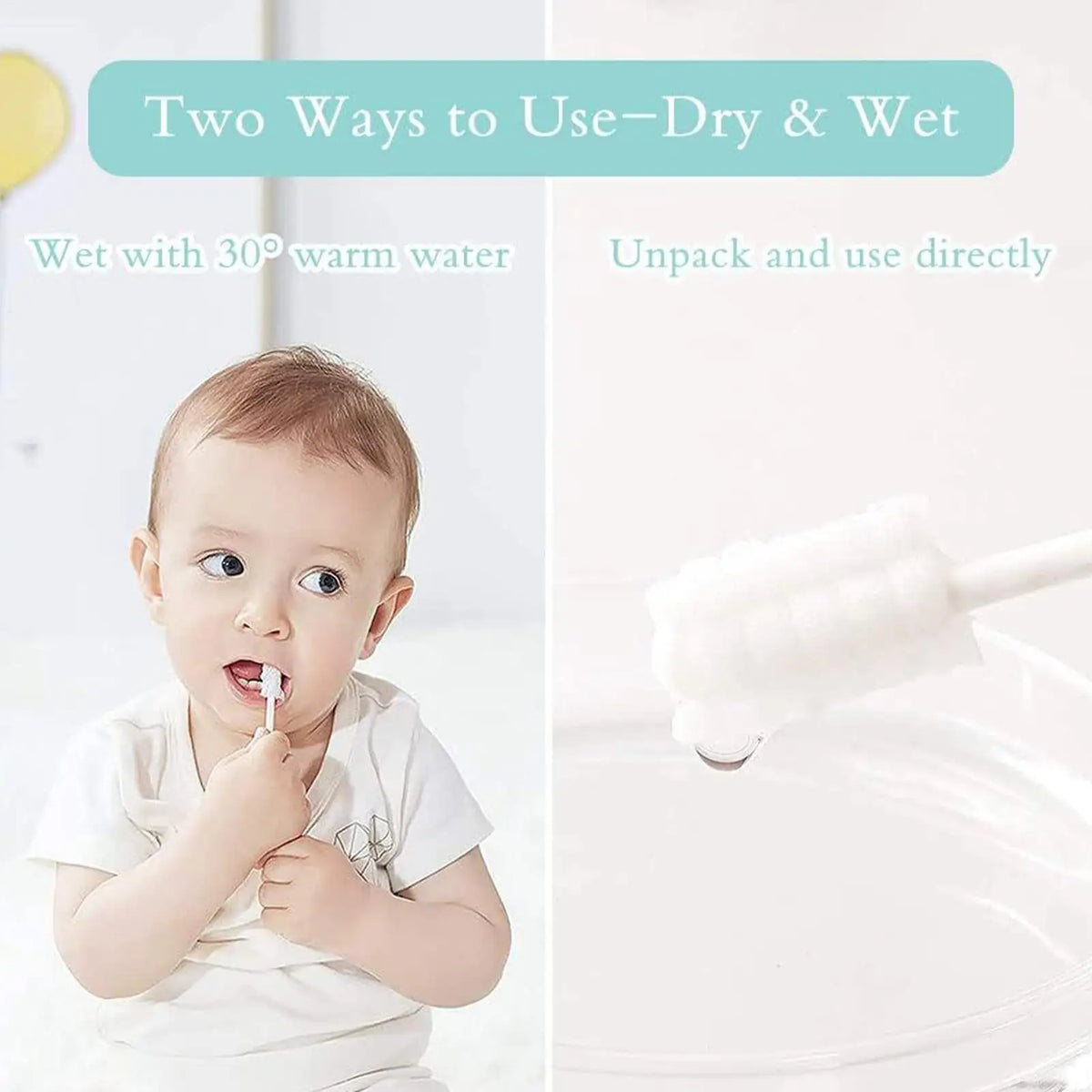 30PCS Baby Tongue Cleaner Disposable Newborn Toothbrush for 0-36 Month Clean Mouth Tongue Washing Artifact Gauze Cotton Swab