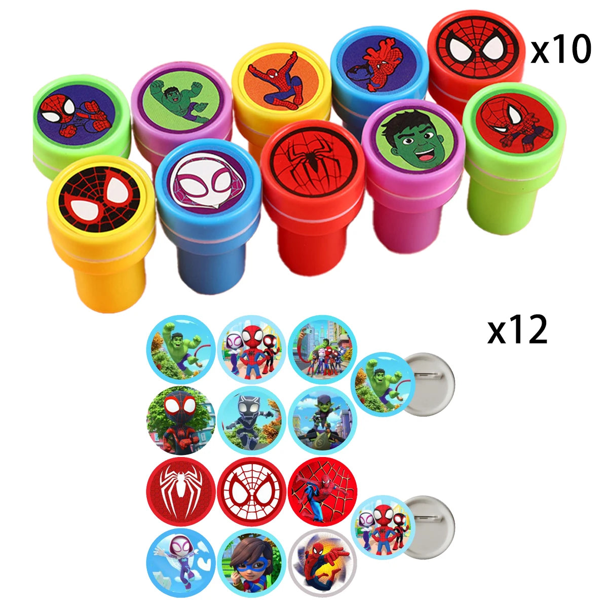 Spiderman Birthday Party Decoration Banner 'Spidey And His Amazing Friends' Silicone Bracelet Tinplate Badge Stickers Gift Bags