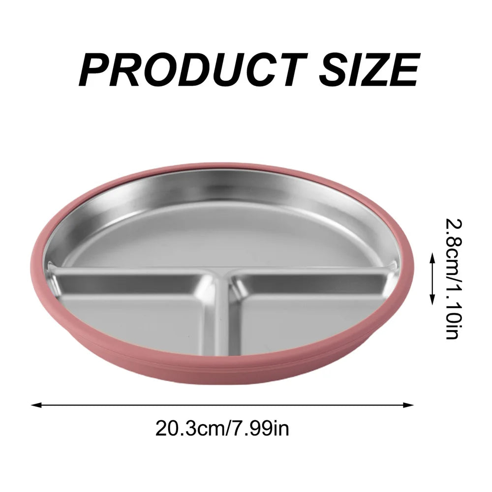1PCS Stainless Steel Plate Detachable Suction Feeding Bowl For Baby  BPA Free Silicone Dishes Tableware Baby Newborn Items